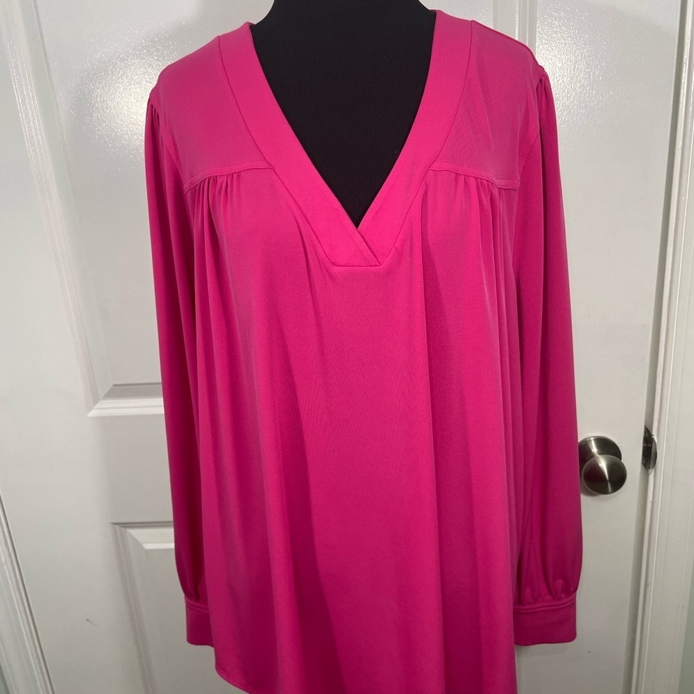 Lane Bryant Elegant Pink V-Neck Women's Top Tunic Size 18/20 CB-80